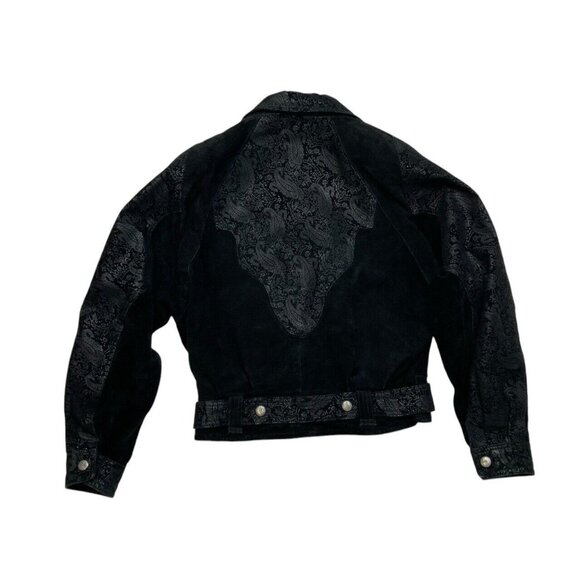 Vintage Wilsons Jacket Womens Sm Black Leather Crop Festival Y2K Western Cowgirl - Picture 5 of 11